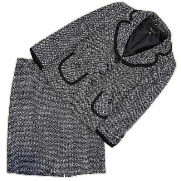 Nine West Tweed Black and White Skirt Suit 4P 4 Petite - Picture 4 of 12